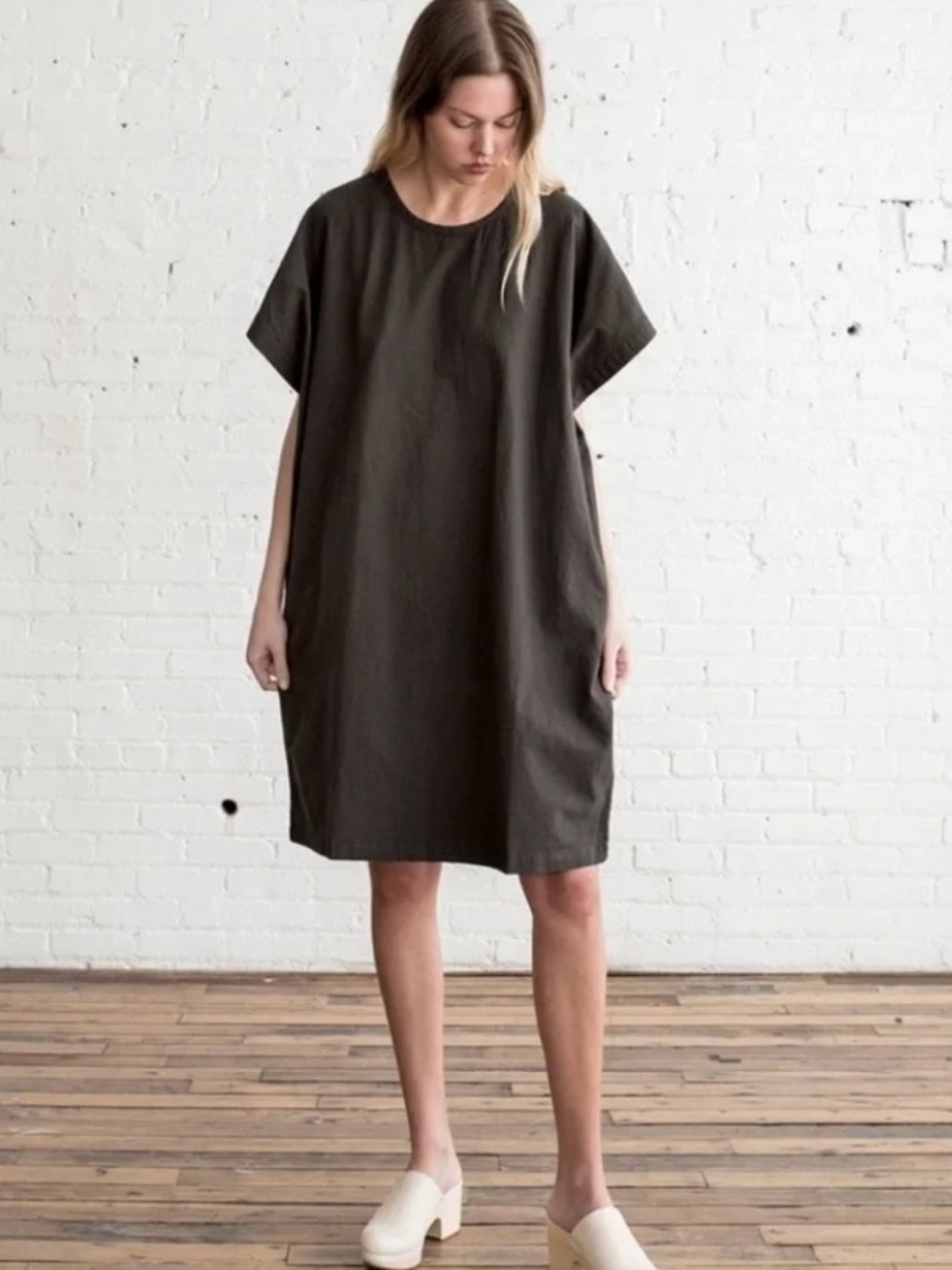Lauren Manoogian Caftan Dress in Carbon Cotton brown 1/S